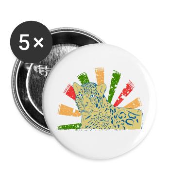 Retro Vintage Leopard Animal Wildlife Lover - Buttons small 1''/25 mm (5-pack) - white - Front
