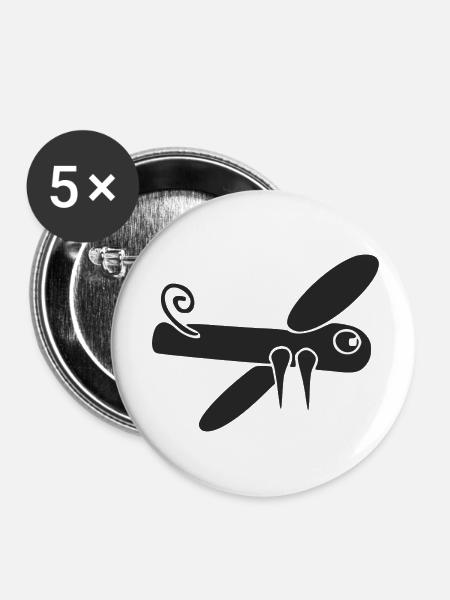 Stilisierte Libelle - Buttons klein 25 mm (5er Pack) - Weiß