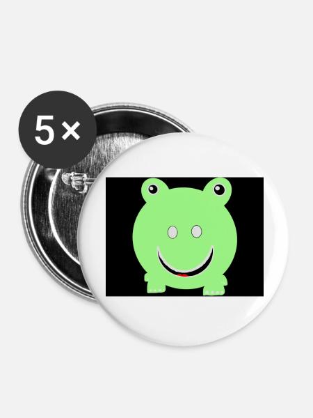 Runder Frosch - Buttons klein 25 mm (5er Pack) - Weiß
