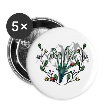 Spring Nature Mountains Mountain Flowers Tyrol Swiss - Buttons small 1''/25 mm (5-pack) - white - Front