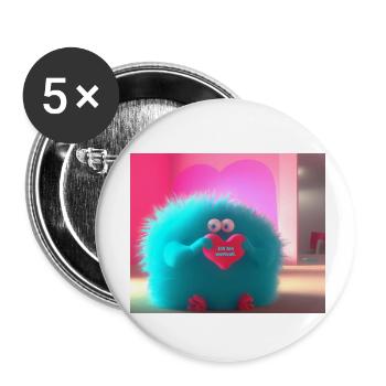 Monster mit Herz ICH BIN WERTVOLL - Buttons klein 25 mm (5er Pack) - Weiß - Vorne