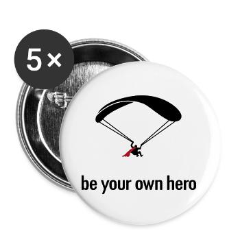 Parapente Vol à voile Parapente Héros - Lot de 5 petits badges (25 mm) - blanc - Devant