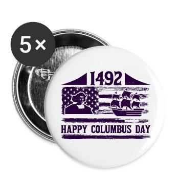 JOYEUSE FÊTE DE CHRISTOPHE COLOMB 1492 - Lot de 5 petits badges (25 mm) - blanc - Devant