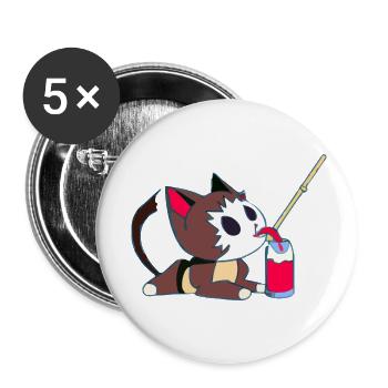 Miku the little kitten - Buttons small 1''/25 mm (5-pack) - white - Front