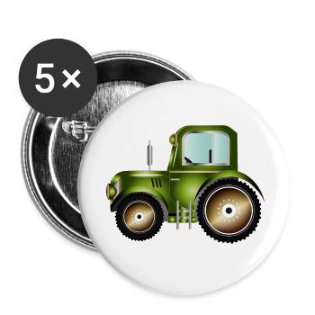grüner Traktor für Trecker und Bauernhof Fans - Buttons klein 25 mm (5er Pack) - Weiß - Vorne