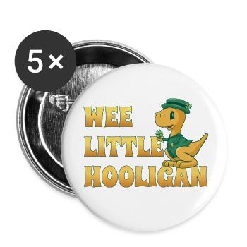 Wee Lil Hooligan adore la fête des dinosaures St Patrick - Lot de 5 petits badges (25 mm) - blanc - Devant