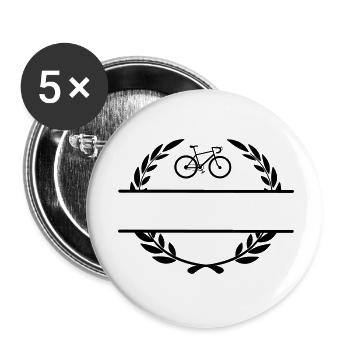 Fahrrad im Lorbeerkranz - Buttons klein 25 mm (5er Pack) - Weiß - Vorne