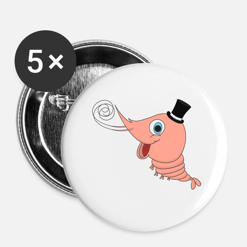 Funky Shrimp - Buttons small 1''/25 mm (5-pack) - white