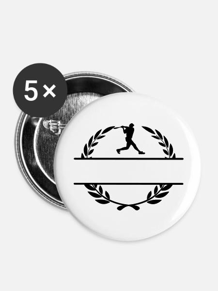 Baseballspieler-Hitter-Monogramm - Buttons klein 25 mm (5er Pack) - Weiß
