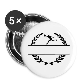 Tennisspieler im Lorbeerkranz-Monogramm - Buttons klein 25 mm (5er Pack) - Weiß - Vorne