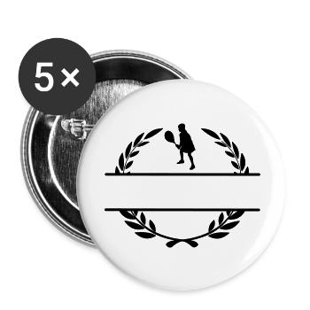 Tennisspieler im Lorbeerkranz-Monogramm - Buttons klein 25 mm (5er Pack) - Weiß - Vorne