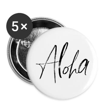 Aloha - Lot de 5 petits badges (25 mm) - blanc - Devant