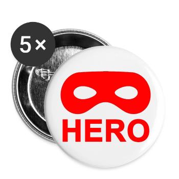 Red Hero Mask. - Buttons small 1''/25 mm (5-pack) - white - Front