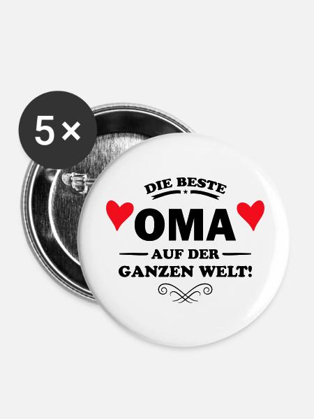 beste oma - Buttons klein 25 mm (5er Pack) - Weiß