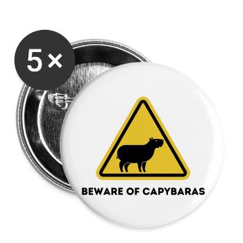 Méfiez-vous des capybaras - Lot de 5 petits badges (25 mm) - blanc - Devant