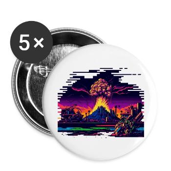 Quand la bombe atomique explose dans le jeu vidéo 8 bits - Lot de 5 petits badges (25 mm) - blanc - Devant