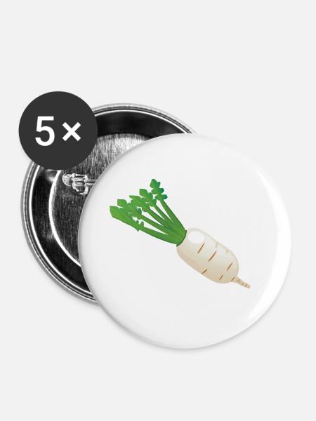 Rettich - Buttons klein 25 mm (5er Pack) - Weiß