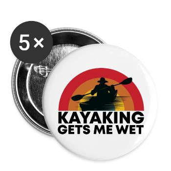 Sports nautiques en kayak - Lot de 5 petits badges (25 mm) - blanc - Devant