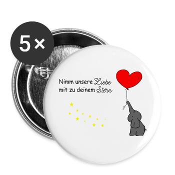 Nimm unsere Liebe mit zu deinem Stern Stern - Buttons klein 25 mm (5er Pack) - Weiß - Vorne