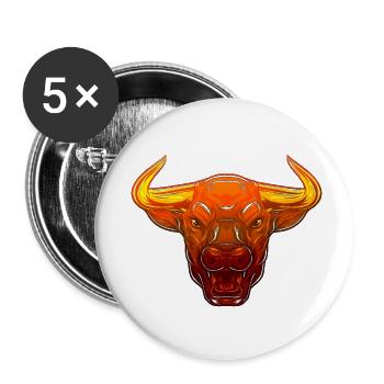 bull head cow black white cute red funny rancher bull - Buttons small 1''/25 mm (5-pack) - white - Front
