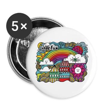 ENJOY nothing deserves your sadness landscape - Lot de 5 petits badges (25 mm) - blanc - Devant