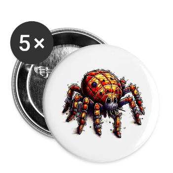 Araignée de dessin animé colorée et amusante pour les enfants - Lot de 5 petits badges (25 mm) - blanc - Devant
