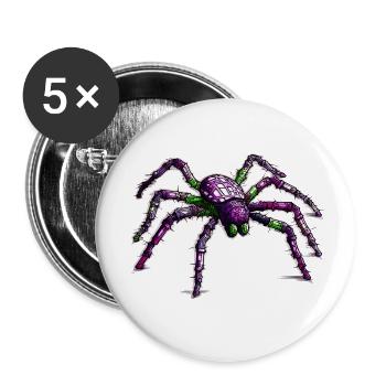 Grande araignée colorée et menaçante - Lot de 5 petits badges (25 mm) - blanc - Devant