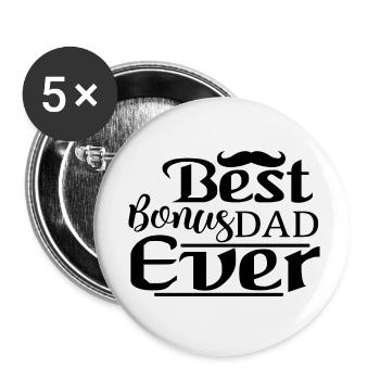 Best Bonus Dad Ever - Buttons small 1''/25 mm (5-pack) - white - Front