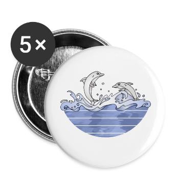 Dolphins - Buttons small 1''/25 mm (5-pack) - white - Front