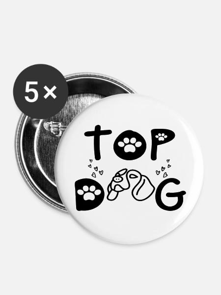 Top Dog - Buttons klein 25 mm (5er Pack) - Weiß