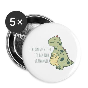Fetter schwangerer Dinosaurier - Buttons klein 25 mm (5er Pack) - Weiß - Vorne