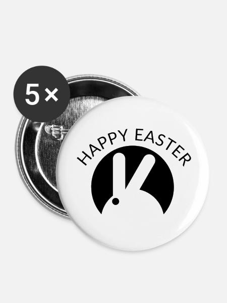 Happy Easter - Buttons klein 25 mm (5er Pack) - Weiß
