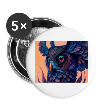 Eule - Buttons klein 25 mm (5er Pack) - Weiß - Vorne