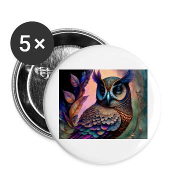 Eule - Buttons klein 25 mm (5er Pack) - Weiß - Vorne