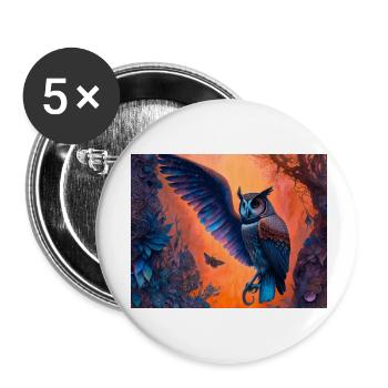 Eule - Buttons klein 25 mm (5er Pack) - Weiß - Vorne