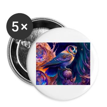 Eule - Buttons klein 25 mm (5er Pack) - Weiß - Vorne