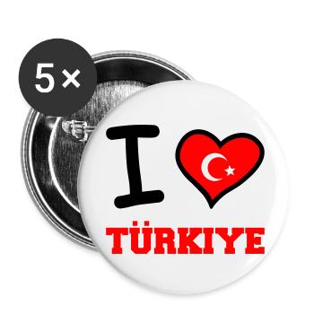 J’adore Türkiye - Lot de 5 petits badges (25 mm) - blanc - Devant