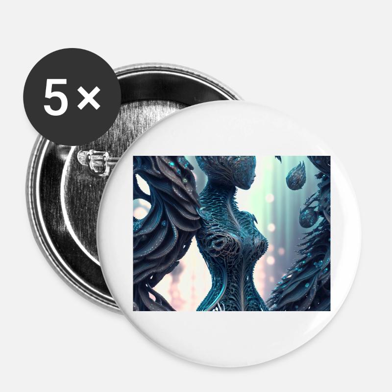 Tree Woman - Buttons small 1''/25 mm (5-pack) - white