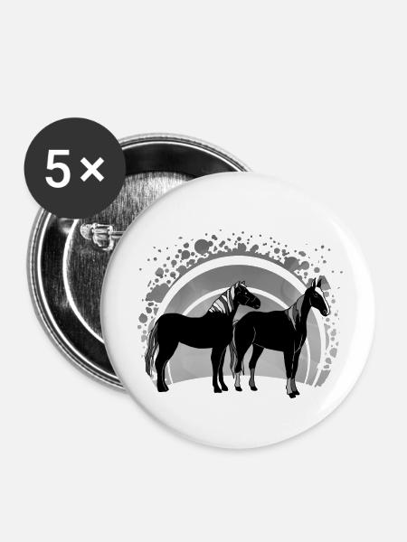 Pferde - Buttons klein 25 mm (5er Pack) - Weiß