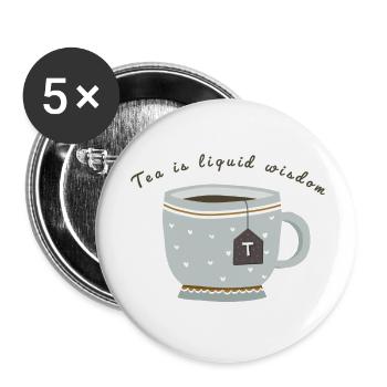 Le thé est une sagesse liquide - Lot de 5 petits badges (25 mm) - blanc - Devant