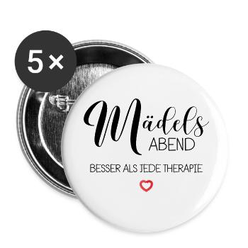 Mädelsabend Besser Als Jede Therapie - Buttons klein 25 mm (5er Pack) - Weiß - Vorne
