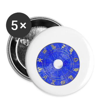 Star - Zodiac - Moon - Starry Sky - Buttons small 1''/25 mm (5-pack) - white - Front