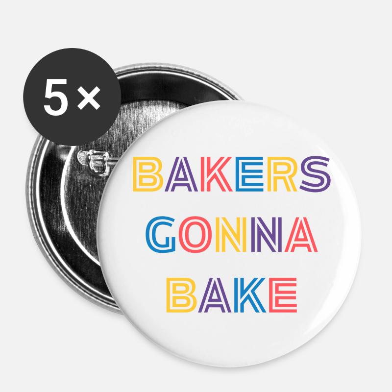 Bakers gonna bake - Buttons small 1''/25 mm (5-pack) - white
