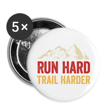 Courez fort. Trail plus difficile - Lot de 5 petits badges (25 mm) - blanc - Devant