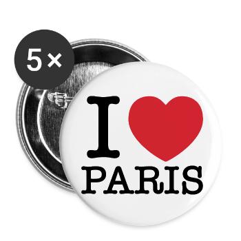 I Love Paris | I Heart Paris | Paris | France - Buttons small 1''/25 mm (5-pack) - white - Front