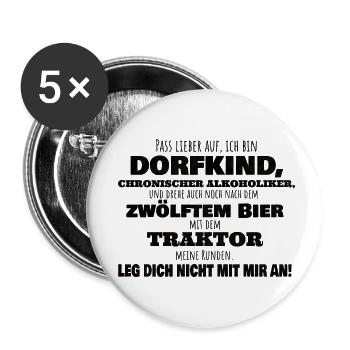 Dorfkind Traktor fahren - Buttons klein 25 mm (5er Pack) - Weiß - Vorne