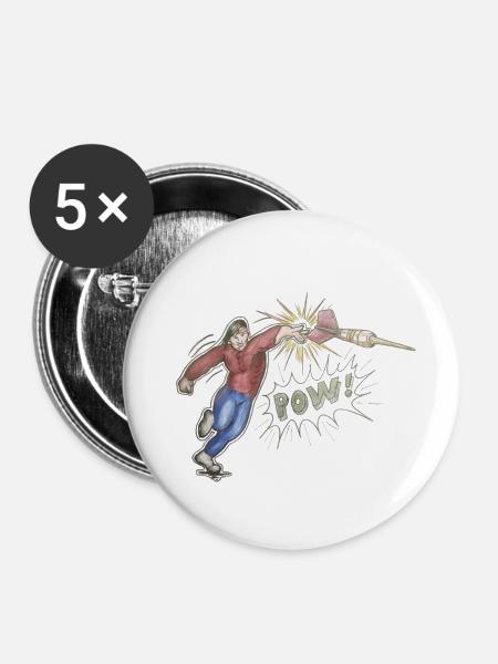 Powerdarter - Buttons klein 25 mm (5er Pack) - Weiß