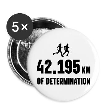 Marathon - 42,195 km de détermination - Lot de 5 petits badges (25 mm) - blanc - Devant