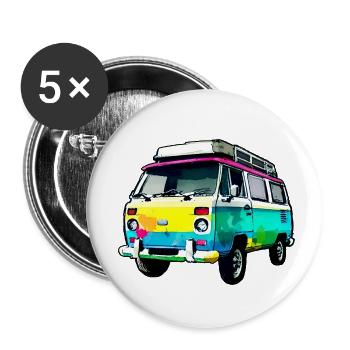 camping-car - Lot de 5 petits badges (25 mm) - blanc - Devant
