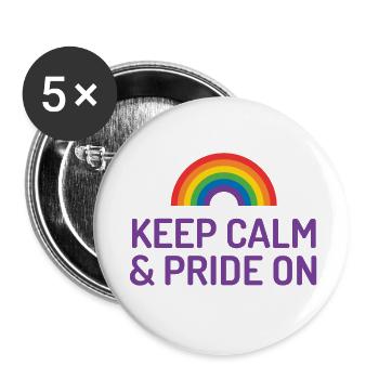 Pride Month - Keep Calm and Pride On - Buttons small 1''/25 mm (5-pack) - white - Front